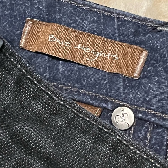 PAIGE Blue Heights Dark Black Straight Leg Long Jeans - Picture 4 of 5